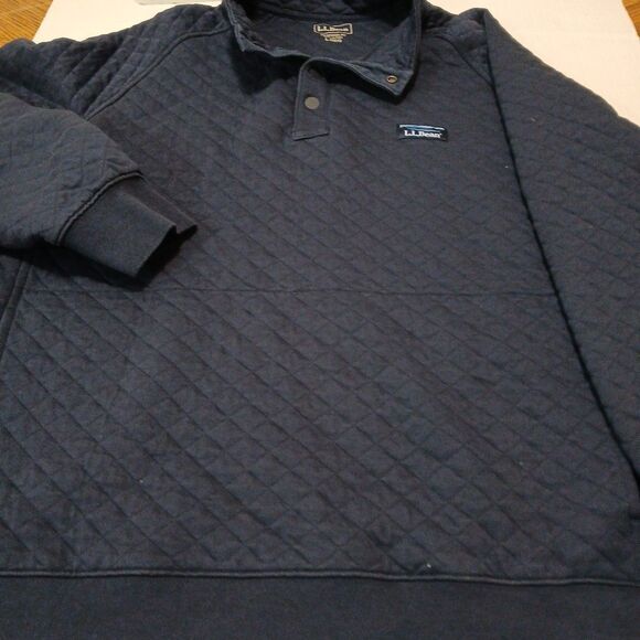 L.L. Bean Quilted 1/4-Snap Sweatshirt Pullover Mockneck Navy Outdoors Mens Large - Picture 16 of 16